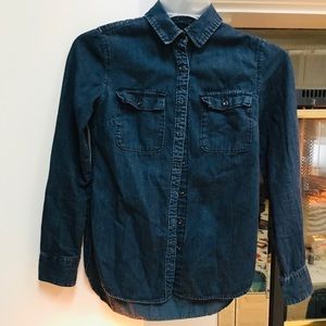 Super Cute Jean Button Down Shirt-Dark Wash!